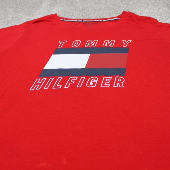 Tommy Hilfiger Shirt Womens 2XL XXL Red Big Logo Cotton/Modal Short Sleeve - Picture 5 of 12